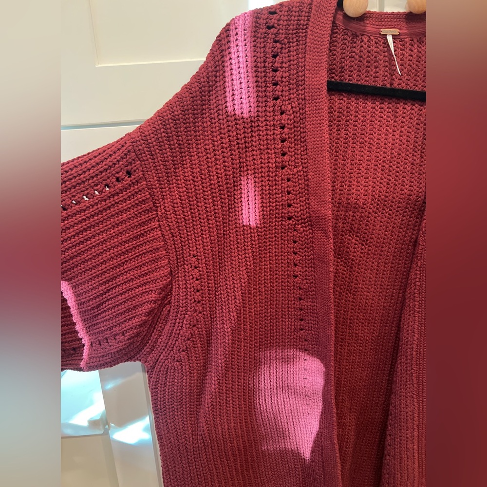 FREE PEOPLE  NIGHTINGALE CARDI, CABERNET, XL, NWOT. - Picture 5 of 13